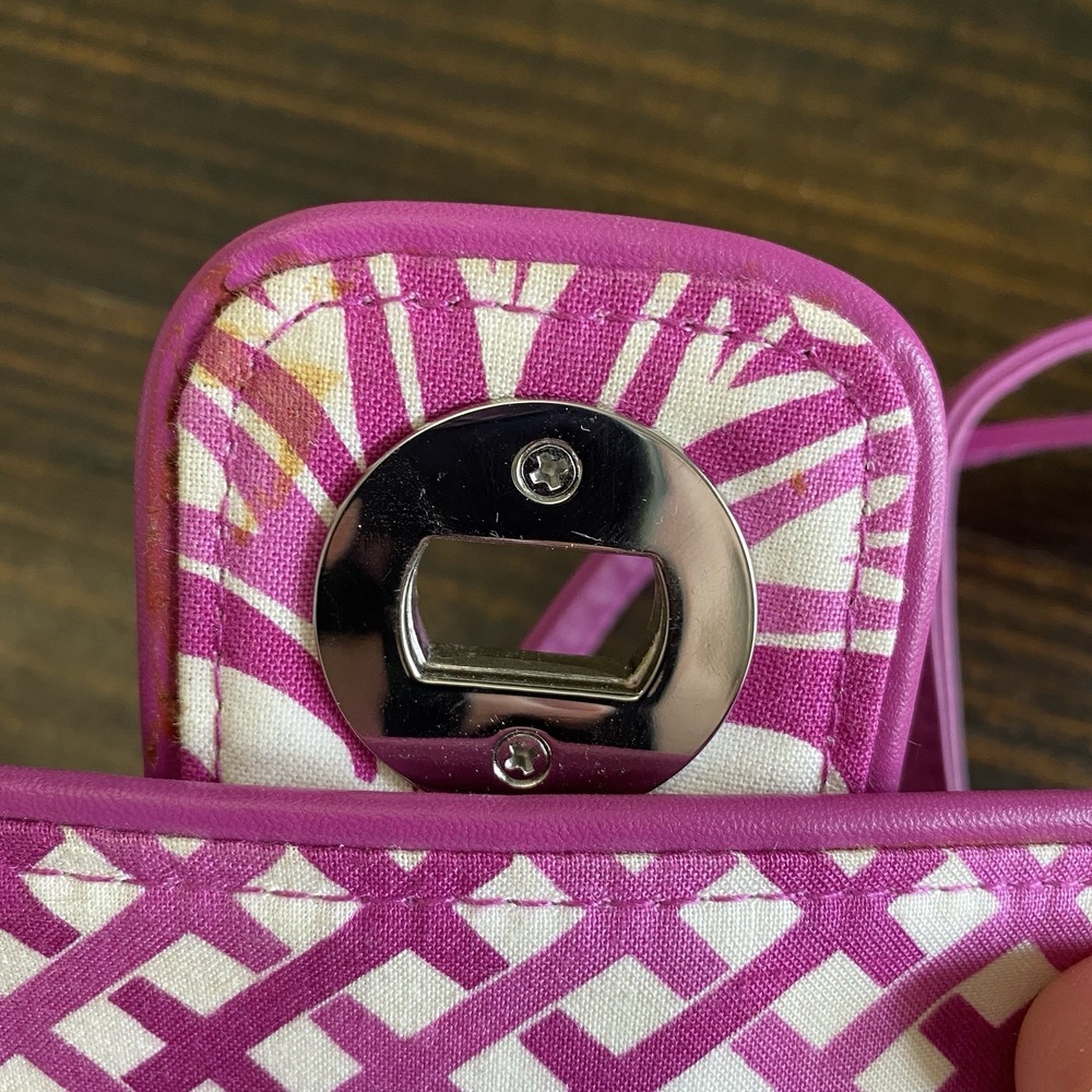 Vera Bradley Turnlock Crossbody Wallet Julep Tulip Pink White Green Floral Print - Picture 10 of 10